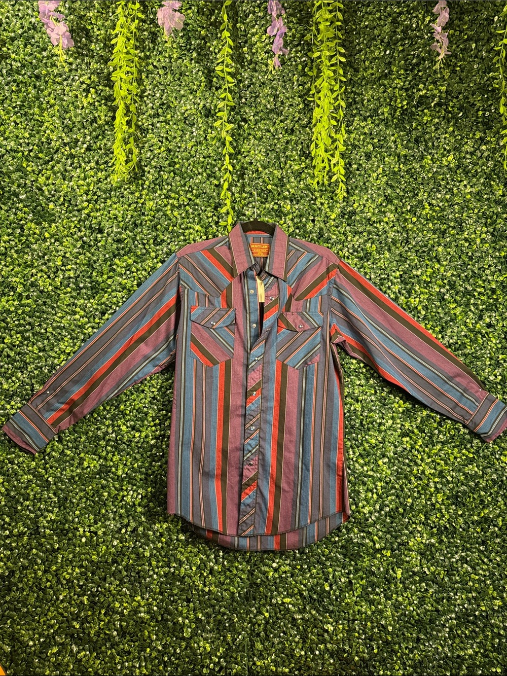 Rustler Men's Striped Button-Down Shirt - Red, Blue & Gray